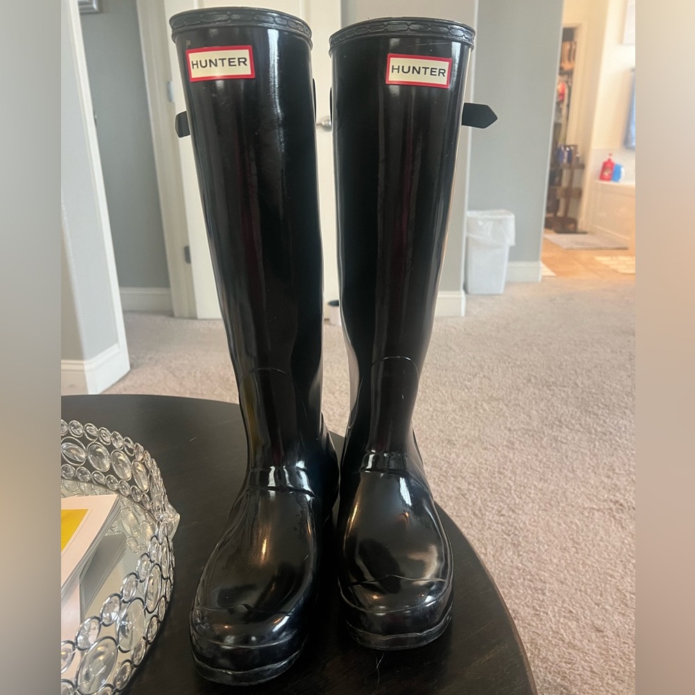 Hunter Classic Black Boots Shiny